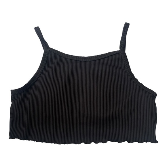 004 Hollister Black Ribbed Crop Bikini Top - Picture 2 of 4